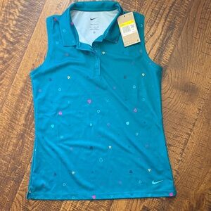 Nike Teal Sleeveless Golf Top with Multicolor Heart Print